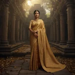 Ancient Gold Coil Saree with Temple Ruins | new ai prompt chatgpt